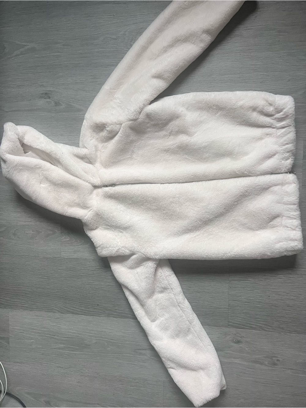 Plush White Hooded Faux-Fur Jacket